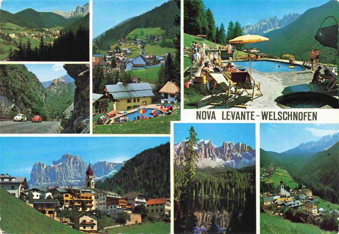 Welschnofen Suedtirol IT Panorama Teilansichten Schwimmbad Seepartie