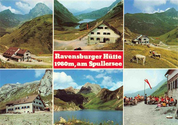 Ravensburgerhuette 1980m Lech Arlberg AT am Spulersee Teilansichten Terrasse