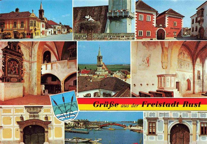 Rust Neusiedlersee Burgenland AT Rathausplatz Storchennest Rathaus Fischerkirche