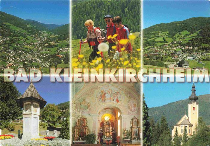 Bad Kleinkirchheim Kaernten AT Panorama Bildstock Kirche Inneres Wanderer