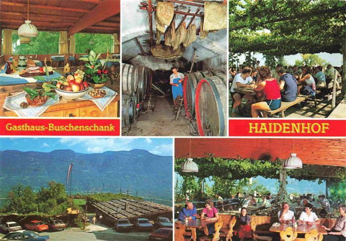 Tscherms Suedtirol IT Gasthaus Buschenschank Haidenhof Gastraeume Terrasse Parkp