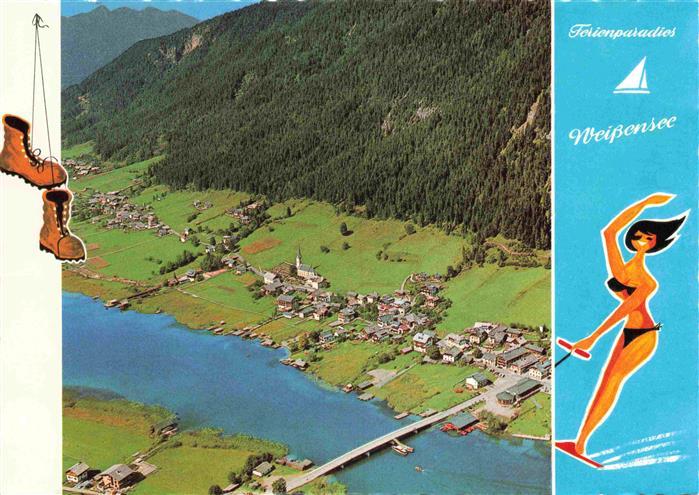 Techendorf Weissensee Kaernten AT mit Gatschach und Oberdorf Fliegeraufnahme