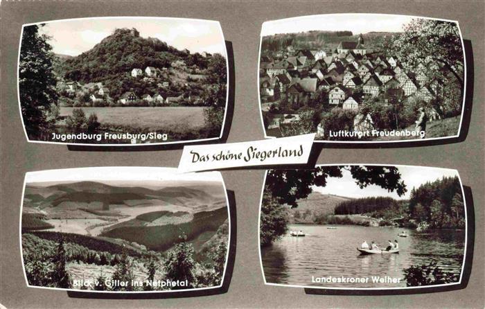Siegerland Jugendburg Freusburg Freudenberg Blick vom Giller ins Netphetal Lande
