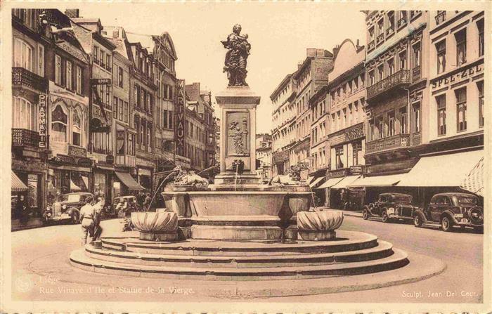 LIEGE  Luettich Luik Belgie Rue Vinaye d'Ile et Statue de la Vierge