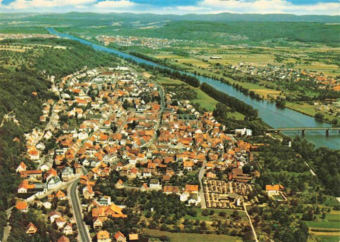 Obernburg Main Fliegeraufnahme mit Hotel Zum Karpfen