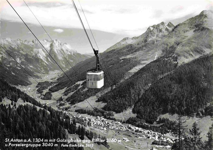 St Anton Arlberg Tirol AT mit Galzigbahn Riffler und Parseiergruppe