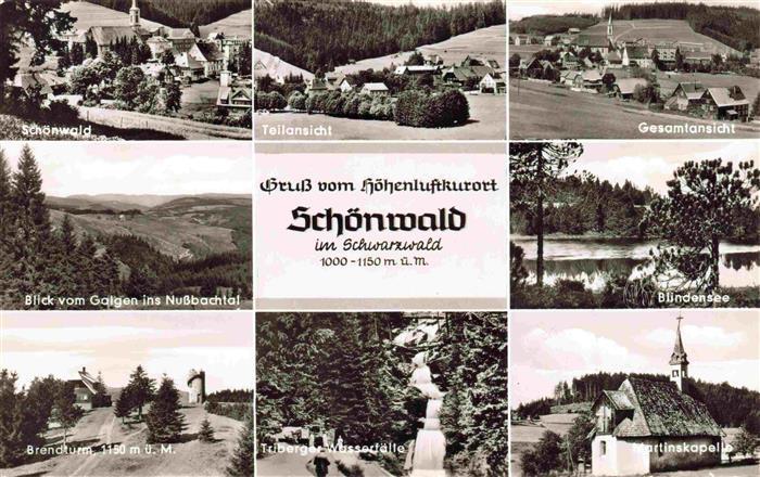 Schoenwald Schwarzwald Panorama Teilansicht Nussbachtal Blindensee Brendturm Tri