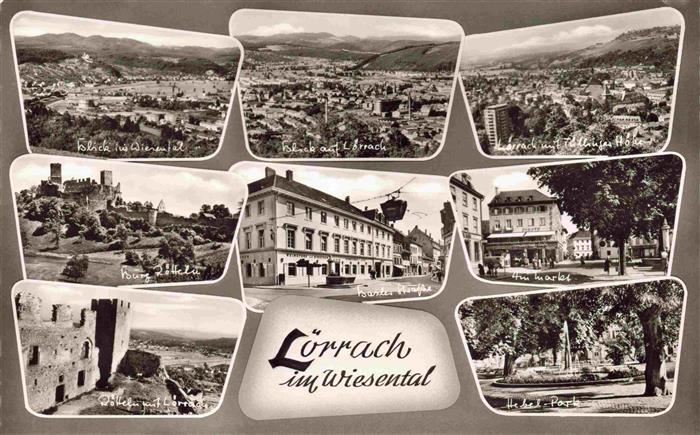 Loerrach BW Wiesental Burg Roetteln Loerrachblick mit Tuellinger Hoeh Am Markt H