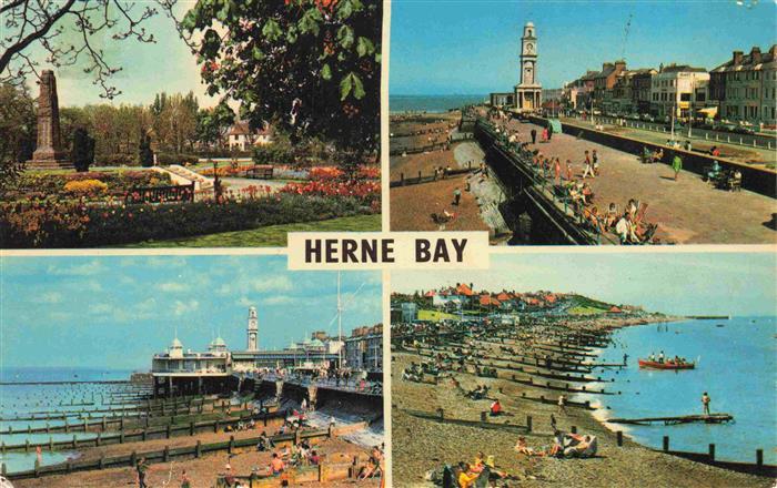 Herne Bay Canterbury UK War Memorial Park East Beach Clock Tower and Promenade W