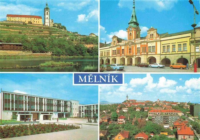Melnik  CZ Zamek Radnice Zakladni devitileta skola Stred mesta