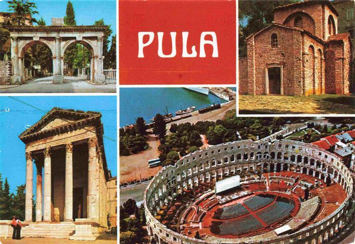 Pula Pola Croatia Teilansichten Tempel Amphitheater Kirche