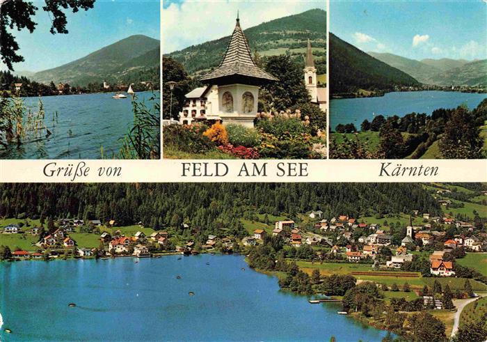 Feld am See Kaernten AT Seepartien Bildstock Fliegeraufnahme