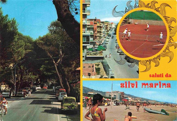 Silvi Marina Abruzzo IT Strassenpartie Promenade Strand Tennisplatz
