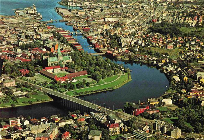 Trondheim Trondhjem Norge Air view of the town with the Cathedral