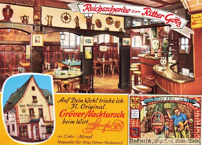Croev Kroev Croev Mosel Reichsschenke zum Ritter Goetz Gastraeume Bar