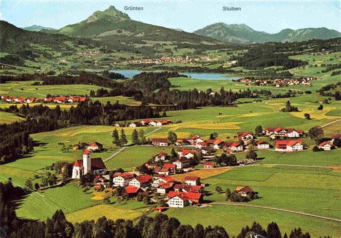Maria Rain Allgaeu Bayern Fliegeraufnahme mit Gruentensee Gruenten und Stuiben