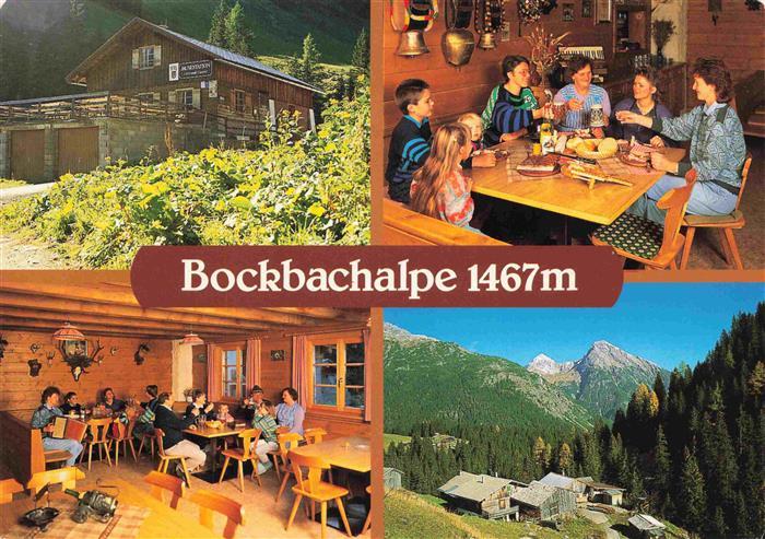 Lechtal Reutte Tirol AT Bockbachalpe mit Jausenstation Hauser Gastraeume Panoram