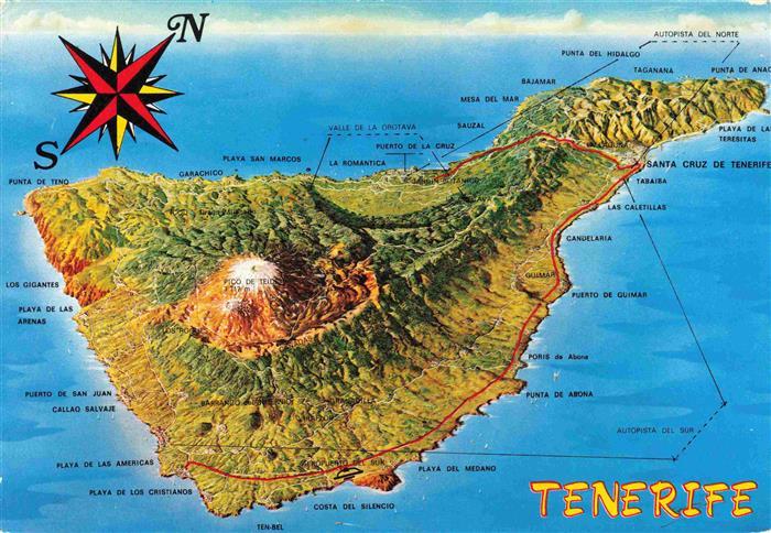 Tenerife Islas Canarias Spanien ES Isla del Sol Inselkarte