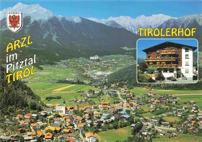 Arzl Pitztal Fliegeraufnahme Hotel Tirolerhof