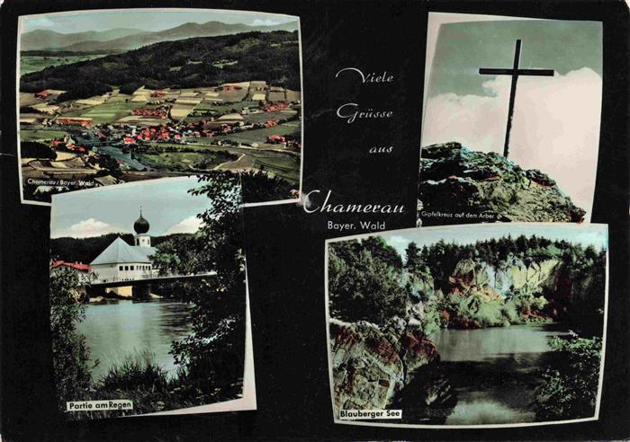 Chamerau Fliegeraufnahme Gipfelkreuz Partie am Regen Blauberger See