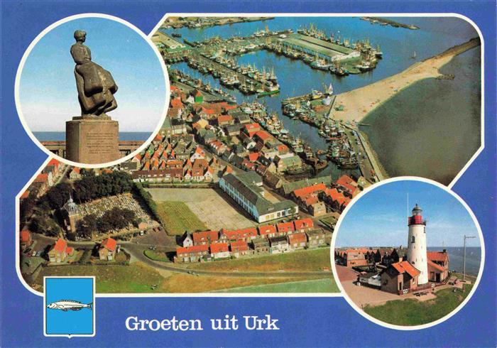 Urk Flevoland NL Denkmal Fliegeraufnahme Hafen Leuchtturm