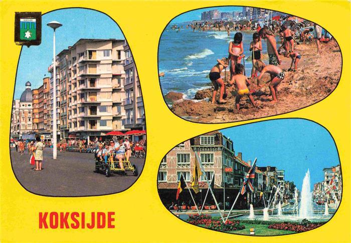 Koksijde Coxyde West-Vlaanderen Belgie Ortspartie Strand Springbrunnen