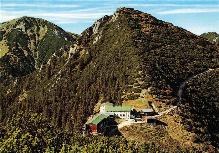 Herzogstandhaeuser 1575m Walchenseer Berge mit Martinskopf und Heimgarten Fliege