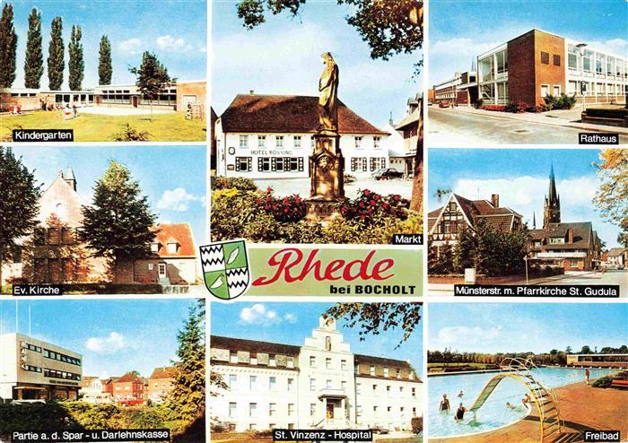 Rhede Westfalen Kindergarten Ev Kirche Spar und Darlehenskasse Markt St Vinzenz
