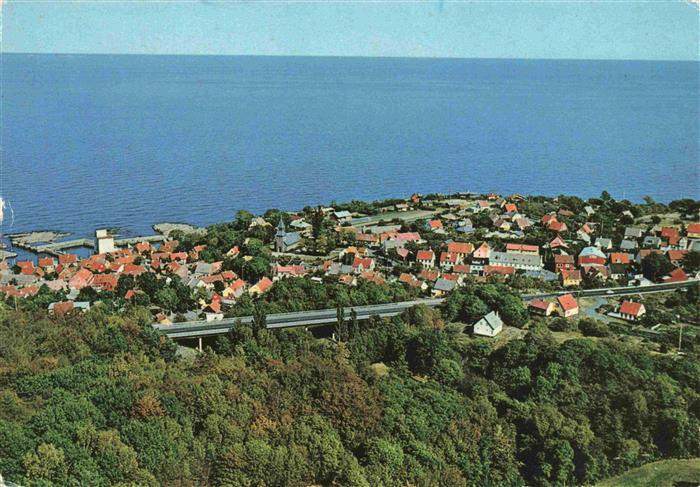 Bornholm DK Udsigt over Gudhjem Fliegeraufnahme