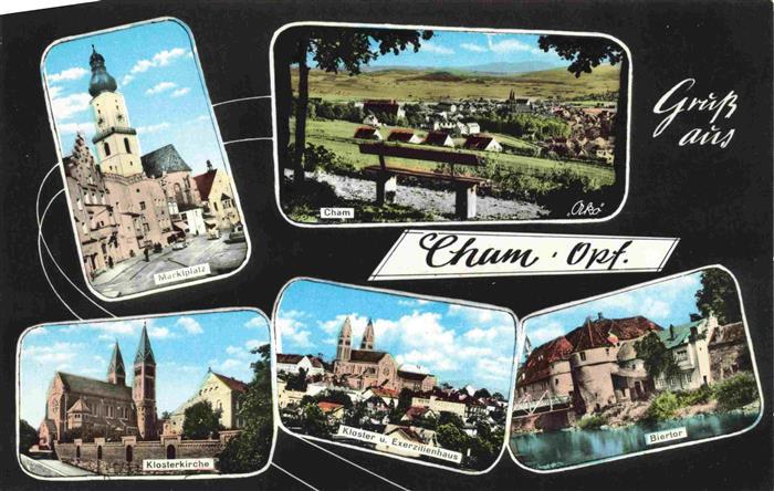 Cham Oberpfalz Marktplatz Panorama Klosterkirche Kloster und Exerzitienhaus Bie