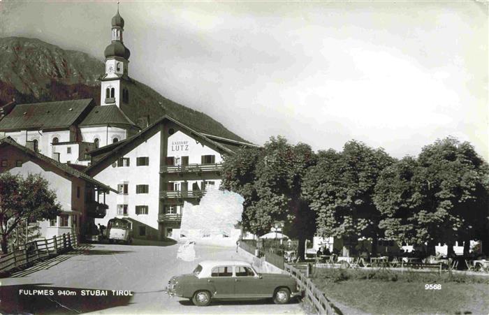 Fulpmes Tirol AT Gasthof Lutz mit Kirche