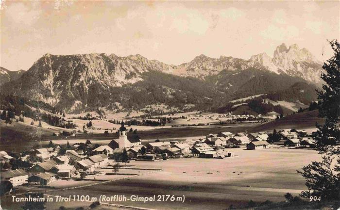 Tannheim 1097m Tirol AT Panorama mit Rotflueh Gimpel