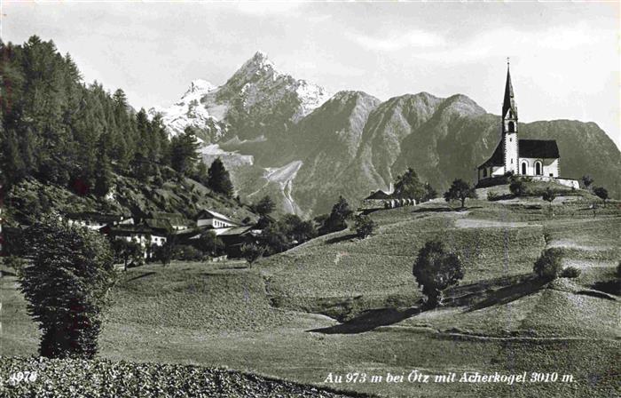 Au oetz Kuehtai Oetztal Tirol AT mit Kirche und Acherkogel