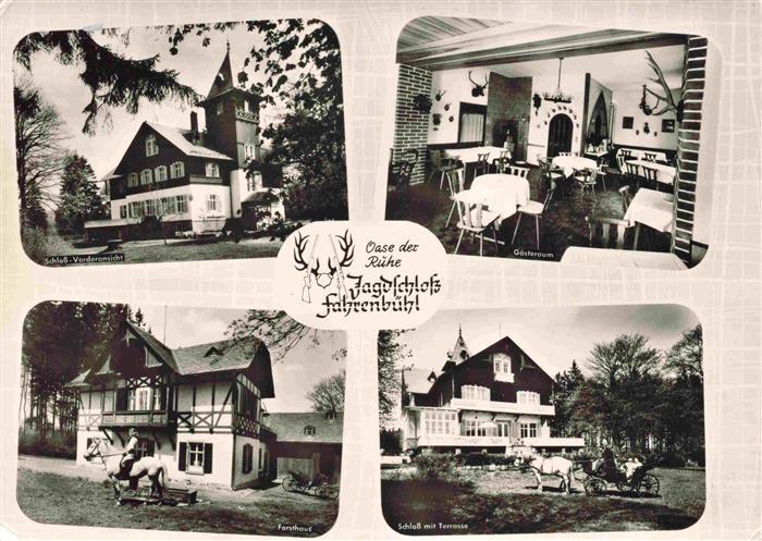 Kirchenlamitz Jagdschloss Fahrenbuehl Gaesteraum Forsthaus Terrasse Pferdekutsch