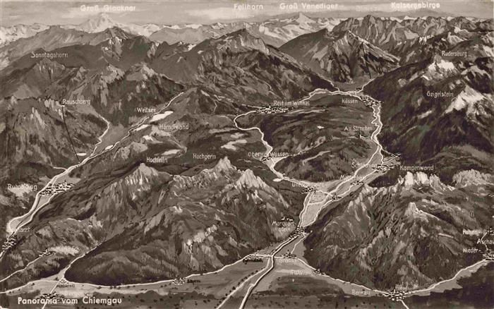 Chiemgau Fliegeraufnahme Panoramakarte