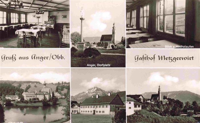 Anger Bad Reichenhall Gasthof Metzgerwirt Gaststube Dorfplatz Panorama Teilansic