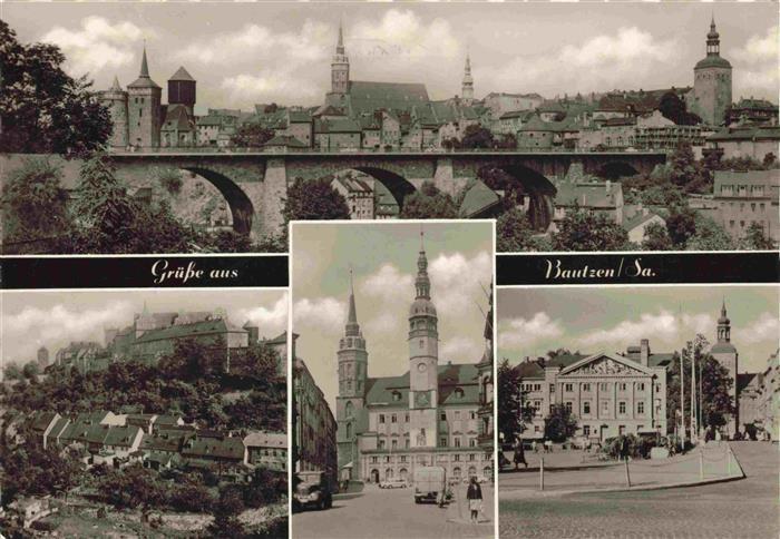 Bautzen Sachsen Panorama Ortenburg Theater mit Lauenturm und Turm des Petridomes