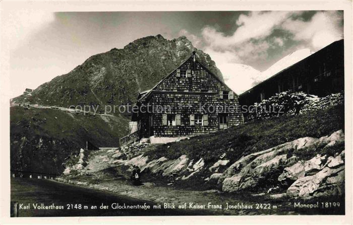 Karl-Volkert-Haus 2148m Grossglockner 3798m Kaernten AT mit Kaiser Franz Josefsh