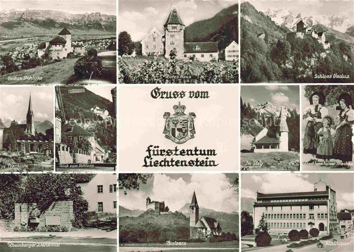 Vaduz Liechtenstein FL und Umgebung Schloss Rotes Haus Trachten Rheinberger Denk