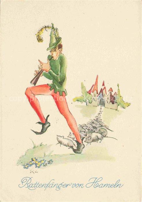 HAMELN Weser Der Rattenfaenger Illustration