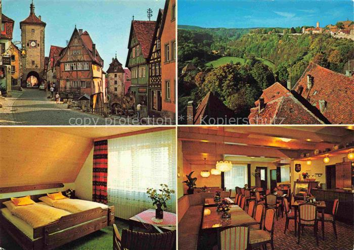 ROTHENBURG   TAUBER Stadttor Cafe Uhl Gastraum Zimmer Panorama