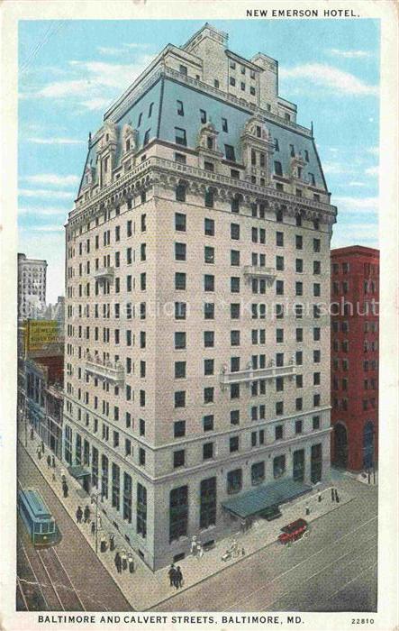 Baltimore Maryland USA New Emerson Hotel Calvert Streets Illustration