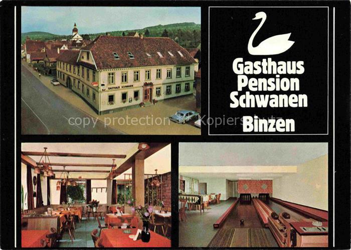 Binzen  Baden Gasthaus Pension Schwanen Gastraum Kegelbahn