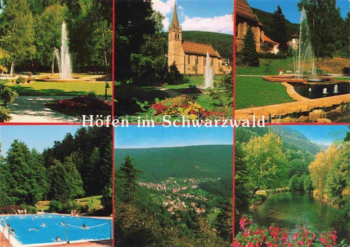 Hoefen  Enz Teilansichten Erholungsort im Schwarzwald Blick zur Kirche Freibad