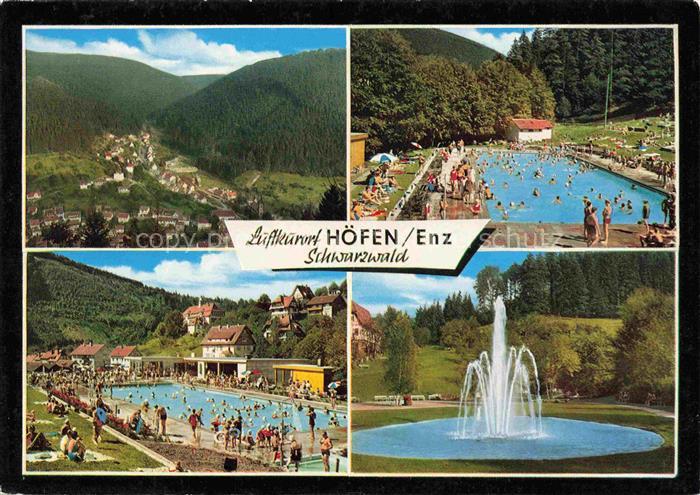 Hoefen  Enz Panorama Waldschwimmbad Hoefen Springbrunnen