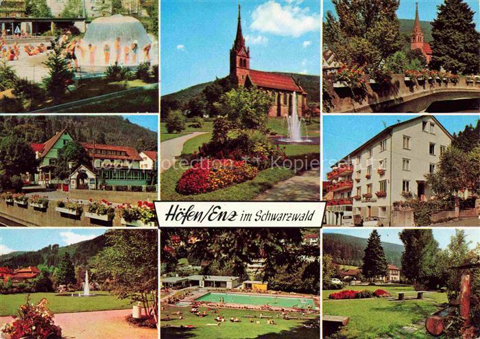 Hoefen  Enz Dusche Freibad Hotel Kirche Bruecke Park Brunnen