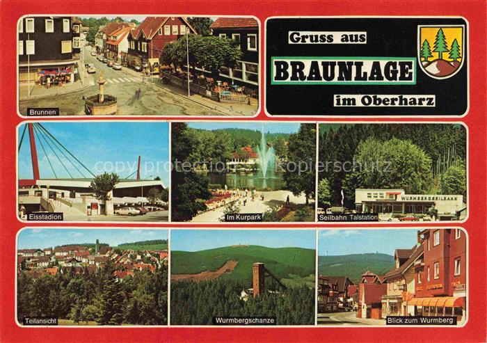 Braunlage Harz Brunnen Eisstadion Im Kurpark Seilbahn Talstation Teilansicht Wur