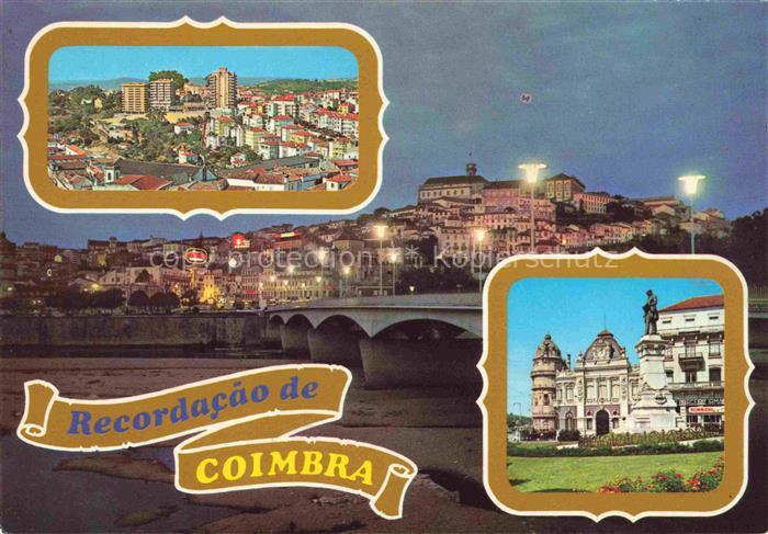 Coimbra PT Stadtpanorama Denkmal Nachtaufnahme
