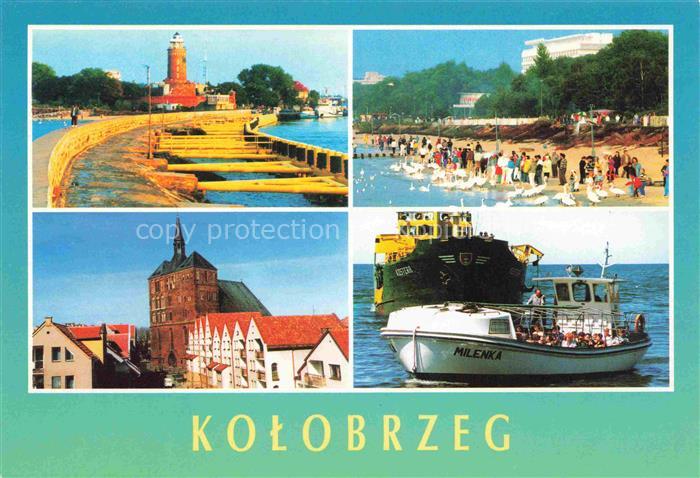 KOLOBRZEG Kolberg Ostseebad PL Port Plaza Starowka Milenka Fahrgastschiff Strand
