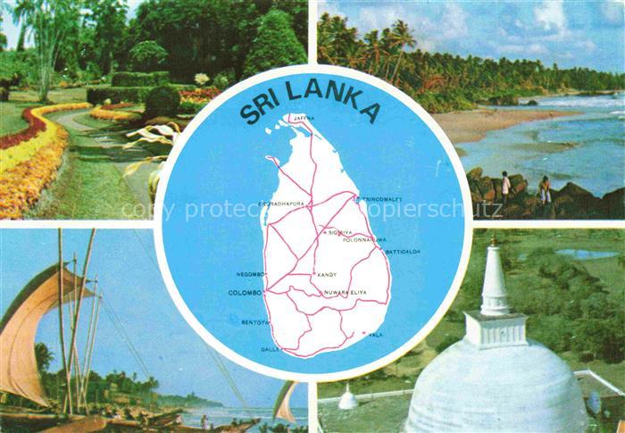 SRI LANKA Ceylon Parkanlagen Kuestenpanorama Landkarte Tempel
